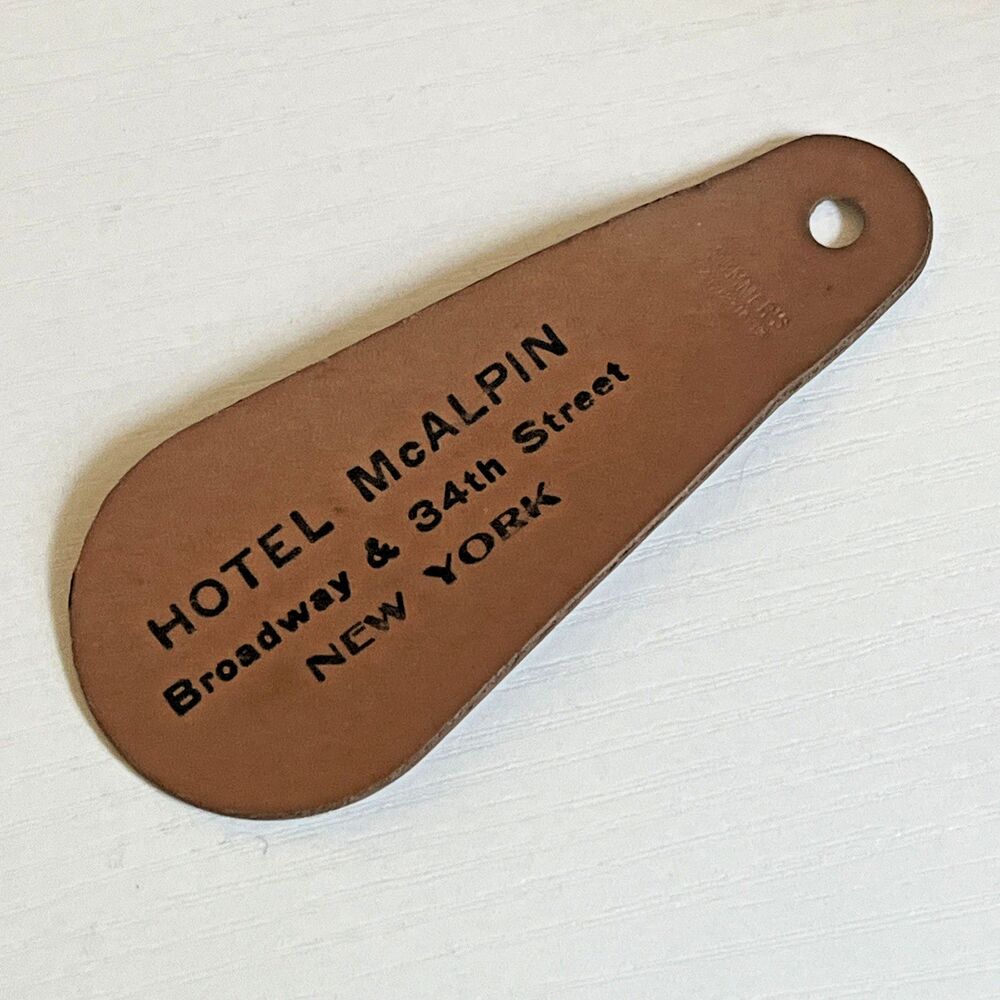 Antique Hotel McAlpin NYC Leather Advertising Shoehorn Sommer's Pat. 12-16-13
